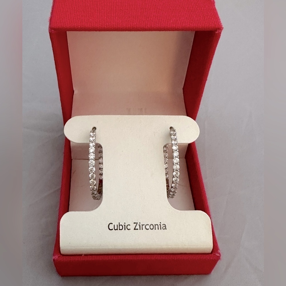 Rachel Ashwell | Elegant Silver Cubic Zirconia Hoop Earrings